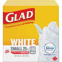 Small 25L Febreze Garbage Bags, Regular, 20" W x 20" L, White Helyx Safety & Industrial Supplies