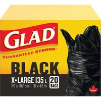 135L Garbage Bags, Regular, 31" W x 42" L, Black Helyx Safety & Industrial Supplies