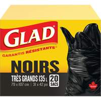 135L Garbage Bags, Regular, 31" W x 42" L, Black Helyx Safety & Industrial Supplies