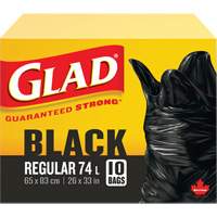 74L Garbage Bags, Regular, 26" W x 33" L, Black Helyx Safety & Industrial Supplies