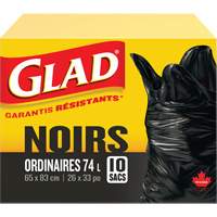 74L Garbage Bags, Regular, 26" W x 33" L, Black Helyx Safety & Industrial Supplies