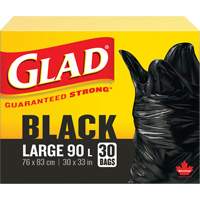 90L Garbage Bags, Regular, 30" W x 33" L, Black Helyx Safety & Industrial Supplies
