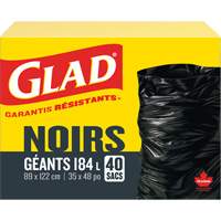 184L Garbage Bags, Regular, 35" W x 48" L, Black Helyx Safety & Industrial Supplies