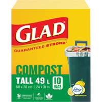 Tall Compostable Bags, Regular, 31" L x 24" W, Brown, 49 L (13 Gal.) Capacity Helyx Safety & Industrial Supplies