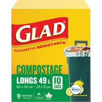 Tall Compostable Bags, Regular, 31" L x 24" W, Brown, 49 L (13 Gal.) Capacity Helyx Safety & Industrial Supplies