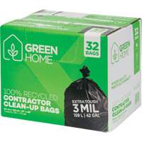 Green Home Garbage Bags, Strong, 33" W x 48" L, 3 mils, Black, 159 L (42 Gal.) Capacity Helyx Safety & Industrial Supplies