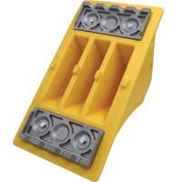 Cale-roue pour &eacute;quipement lourd de 75 tonnes avec crampons en aluminium, Ur&eacute;thane, Jaune Helyx Safety & Industrial Supplies