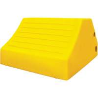 Cale-roue pour &eacute;quipement lourd de 165 tonnes avec poign&eacute;e et trou, Ur&eacute;thane, Jaune Helyx Safety & Industrial Supplies