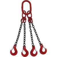 &eacute;lingue en chaîne, chaîne Calibre 80, Quadruple branches, crochets Oblong et &eacute;chappement, 9/32" x 5' Helyx Safety & Industrial Supplies