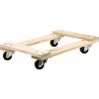 Wood Dollies - Medium-Duty, Polyolefin Wheels, 900 lbs. Capacity, 18" W x 24" D x 7" H Helyx Safety & Industrial Supplies
