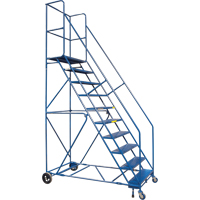 CSA-Certified Rolling Step Ladder with Locking Step, 10 Steps, 30" Step Width, 89" Platform Height, Steel Helyx Safety & Industrial Supplies