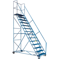 CSA-Certified Rolling Step Ladder with Locking Step, 14 Steps, 30" Step Width, 128" Platform Height, Steel Helyx Safety & Industrial Supplies