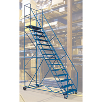 CSA-Certified Rolling Step Ladder with Locking Step, 14 Steps, 30" Step Width, 128" Platform Height, Steel Helyx Safety & Industrial Supplies