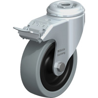 Light-Duty Caster, Swivel with Brake, 4" (101.6 mm), Solid Rubber, 242 lbs. (110 kg.) Helyx Safety & Industrial Supplies
