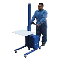 Gerbeur &agrave; plateforme &agrave; &eacute;l&eacute;vation rapide, M&eacute;canisme &eacute;lectrique, Capacit&eacute; de 175 lb, Levage max de 57" Helyx Safety & Industrial Supplies