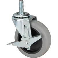 Roulette &agrave; tige, Pivotant avec frein, Diam&egrave;tre 3" (76 mm), Capacit&eacute; 80 lb (36 kg) Helyx Safety & Industrial Supplies
