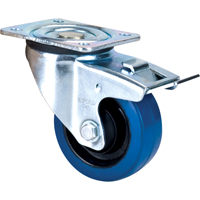 Blue Caster, Swivel with Brake, 4" (101.6 mm), Rubber, 350 lbs. (158.8 kg.) Helyx Safety & Industrial Supplies