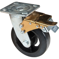 Roulette moul&eacute;, Pivotant avec frein, 6" (152,4 mm), Caoutchouc, 550 lb (249 kg) Helyx Safety & Industrial Supplies