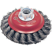 Brosse conique &agrave; fils torsad&eacute;s BK420T, Dia. 4", Fils 0,02", Arbre 5/8"-11, Acier Helyx Safety & Industrial Supplies