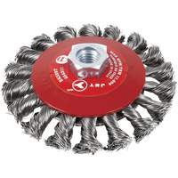 Brosse conique &agrave; fils nou&eacute;s torsad&eacute;s, Dia. 6", Fils 0,02", Arbre 5/8"-11, Acier Helyx Safety & Industrial Supplies