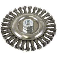 Brosse filet&eacute;e &agrave; fils nou&eacute;es et face standard, Dia. 6", Fils 0,022", Arbre 5/8"-11, Acier Helyx Safety & Industrial Supplies