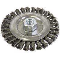 Brosse filet&eacute;e &agrave; fils nou&eacute;s et face standard, Dia. 5", Fils 0,022", Arbre 5/8"-11, Acier Helyx Safety & Industrial Supplies