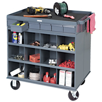 Poste de travail &agrave; deux c&ocirc;t&eacute;s mobile et robuste, 1200 lb Capacit&eacute;, Acier, 34" x la, 34" x ha, 24" p, Enti&egrave;rement soud&eacute;, 6 tirroirs Helyx Safety & Industrial Supplies
