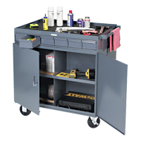 Poste de travail &agrave; deux c&ocirc;t&eacute;s mobile et robuste, 1200 lb Capacit&eacute;, Acier, 34" x la, 34" x ha, 24" p, Enti&egrave;rement soud&eacute;, 6 tirroirs Helyx Safety & Industrial Supplies