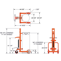 Grand chariot hydraulique HLCC pour bouteille de gaz liquide, Roues Polyur&eacute;thane, Base de 20" la x 20" p, 1000 lb Helyx Safety & Industrial Supplies