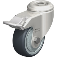Stainless Steel Thermoplastic Elastomer Caster, Swivel with Brake, 3-1/8" (79.5 mm) Dia., 220 lbs. (100 kg.) Capacity Helyx Safety & Industrial Supplies