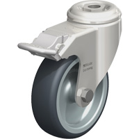 Stainless Steel Thermoplastic Elastomer Caster, Swivel with Brake, 4" (102 mm) Dia., 240 lbs. (108 kg.) Capacity Helyx Safety & Industrial Supplies