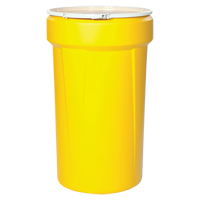 Nestable Polyethylene Drum, 55 US gal (45 imp. gal.), Open Top, Yellow Helyx Safety & Industrial Supplies