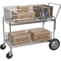 Chariot de bureau en treillis m&eacute;tallique pour le courrier, 250 lb Capacit&eacute;, Chrome, 23" p x 42" la x 38" h, Chrom&eacute; Helyx Safety & Industrial Supplies
