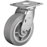Roulette avec plaque, Pivotant, 4" (101,6 mm), Caoutchouc, 225 lb (102 kg) Helyx Safety & Industrial Supplies