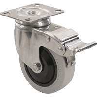 Roulette 2309 avec 2 freins, Pivotant avec frein, 4" (101,6 mm), Gris Envirothane, 350 lb (158,8 kg) Helyx Safety & Industrial Supplies
