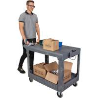 Chariot utilitaire pour l'entretien avec tablette plate, 2 tiers, 25-1/4" x 32-1/4" x 44", Capacit&eacute; 550 lb Helyx Safety & Industrial Supplies