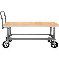 Adjustable Wood Deck Platform Truck, 48" L x 24" W, 1800 lbs. Capacity, Mold-on Rubber Casters Helyx Safety & Industrial Supplies