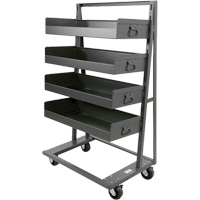 Single-Sided Heavy Duty A-Frame Cart with 4 Large Lipped Trays, 38" x 25" x 63", 2500 lbs. Capacity Helyx Safety & Industrial Supplies
