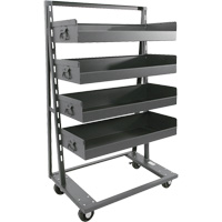 Single-Sided Heavy Duty A-Frame Cart with 4 Large Lipped Trays, 38" x 25" x 63", 2500 lbs. Capacity Helyx Safety & Industrial Supplies