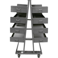 Double-Sided Heavy Duty A-Frame Cart with 8 Large Lipped Trays, 38" x 30" x 63", 2500 lbs. Capacity Helyx Safety & Industrial Supplies