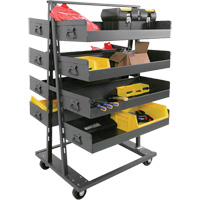 Double-Sided Heavy Duty A-Frame Cart with 8 Large Lipped Trays, 38" x 30" x 63", 2500 lbs. Capacity Helyx Safety & Industrial Supplies