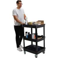 Chariot utilitaire avec tablette &agrave; bordure profonde, 3 tiers, 19" x 39-1/2" x 28-1/4", Capacit&eacute; 330 lb Helyx Safety & Industrial Supplies