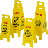 Panneaux d'avertissement de plancher mouill&eacute;, Quadrilingue avec pictogramme Helyx Safety & Industrial Supplies