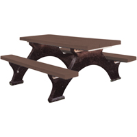 Recycled Plastic Picnic Tables, 6' L x 62-1/4" W, Brown Helyx Safety & Industrial Supplies