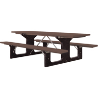 Tables de pique-nique en plastique recycl&eacute;, 6' lo x 61-1/2" la, Brun Helyx Safety & Industrial Supplies