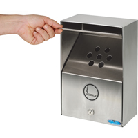 Smoking Receptacles, Wall-Mount, Stainless Steel, 3.3 Litres Capacity, 13-1/2" Height Helyx Safety & Industrial Supplies