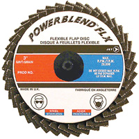 Disque &agrave; lamelles &agrave; rouler POWERBLEND FLX, 2" x Type R, Grain Z40, Alumine de zirconium Helyx Safety & Industrial Supplies