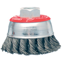 Brosse boisseau &agrave; fils li&eacute;s et nou&eacute;s &agrave; haute performance, 3" dia. x 10mm x 1,25" arbre Helyx Safety & Industrial Supplies