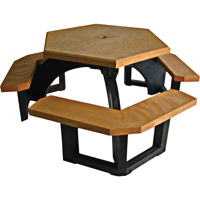 Tables de pique-nique hexagonales en plastique recycl&eacute;, 78" lo x 78" la, C&egrave;dre Helyx Safety & Industrial Supplies