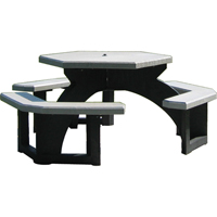 Tables de pique-nique hexagonales en plastique recycl&eacute;, 78" lo x 78" la, Gris Helyx Safety & Industrial Supplies
